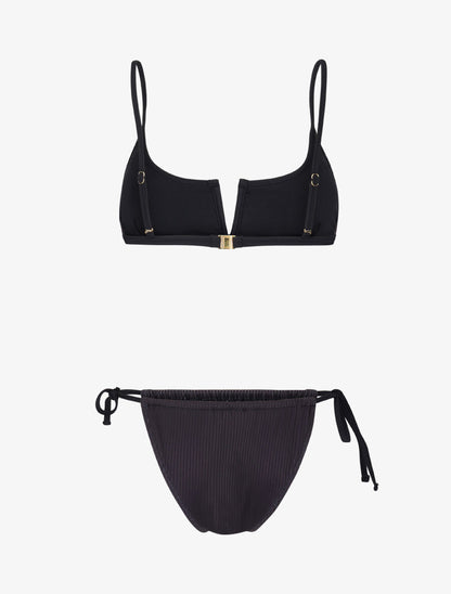 Bikini côtelé à fente - Noir - 2