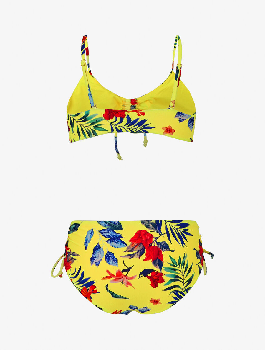 Bikini taille haute imprimé floral - Jaune - 2