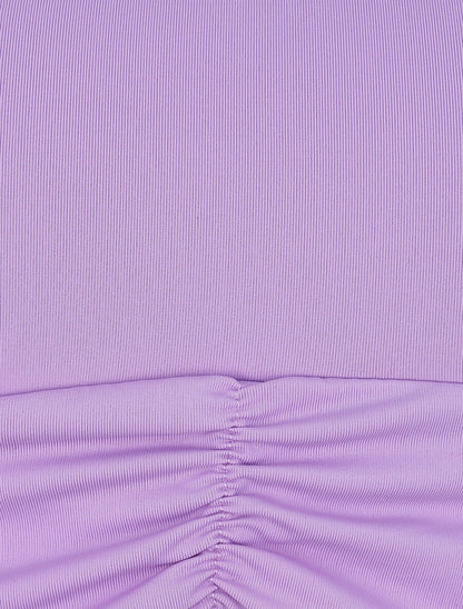 Bikini uni taille haute V shape - Lilas - 3