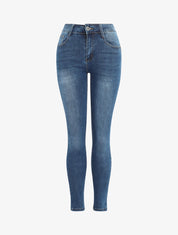 Jean push up légèrement délavé coupe skinny - Bleu - 4