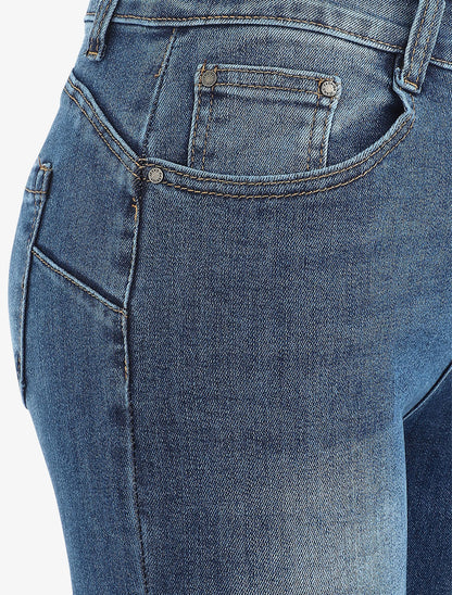Jean push up légèrement délavé coupe skinny - Bleu - 3