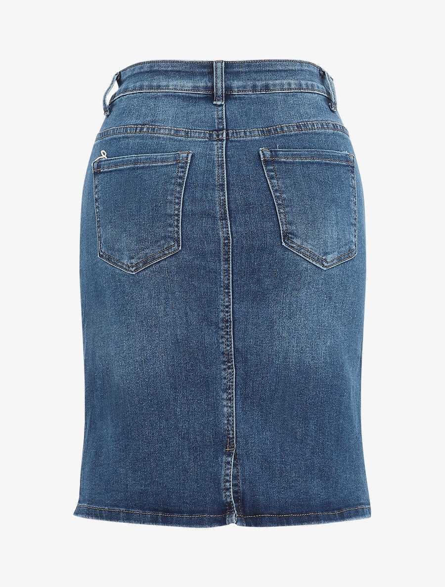 Jupe en jean coupe droite - Bleu - 2