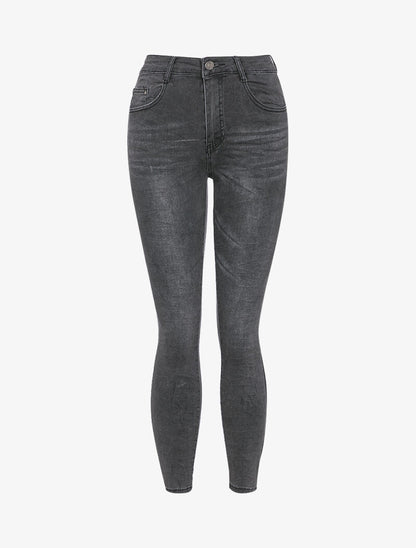 Jean skinny effet froissé - Gris foncé - 1