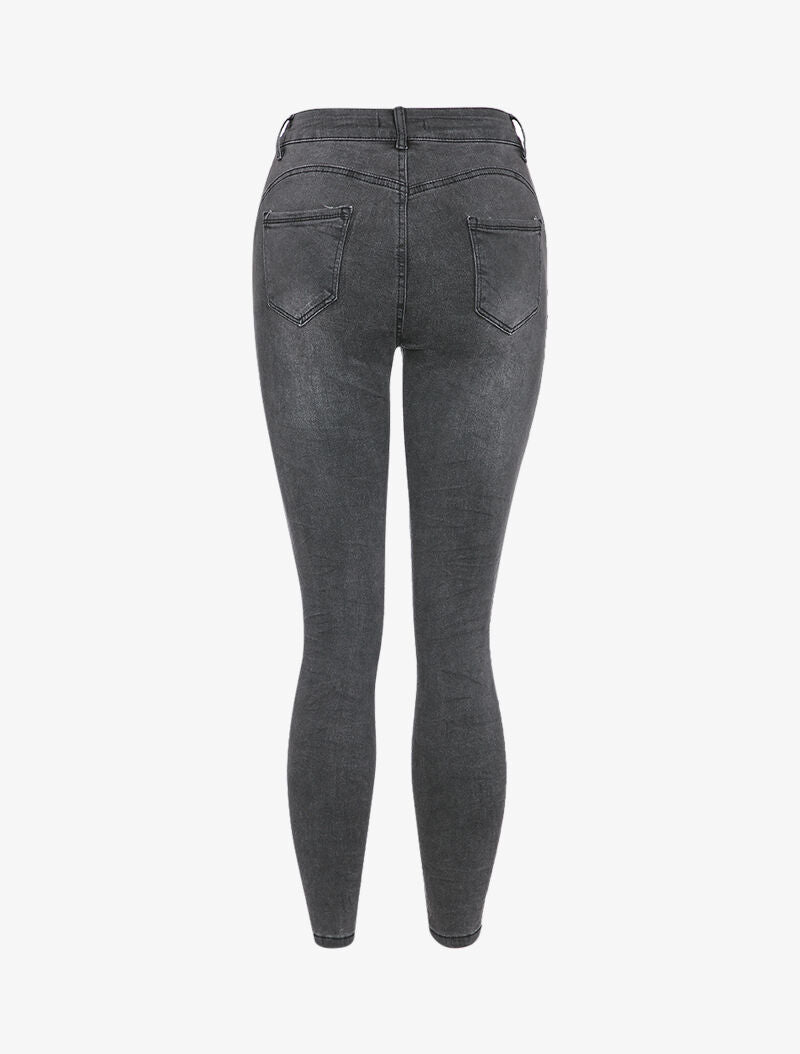 Jean skinny effet froissé - Gris foncé - 2