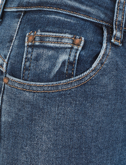 Jean classique à revers coupe skinny - Bleu - 3