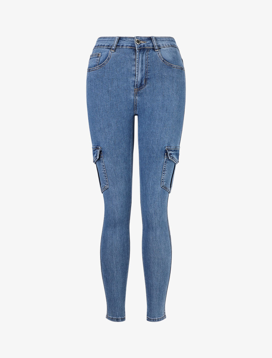 Jean style cargo coupe skinny - Bleu - 5