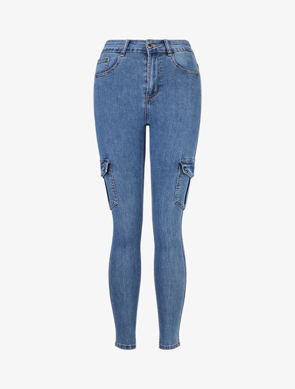 Jean style cargo coupe skinny - Bleu - 5