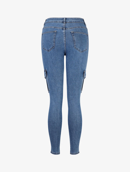 Jean style cargo coupe skinny - Bleu - 2