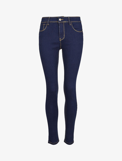 Jean skinny à surpiqûres apparentes - Bleu - 3