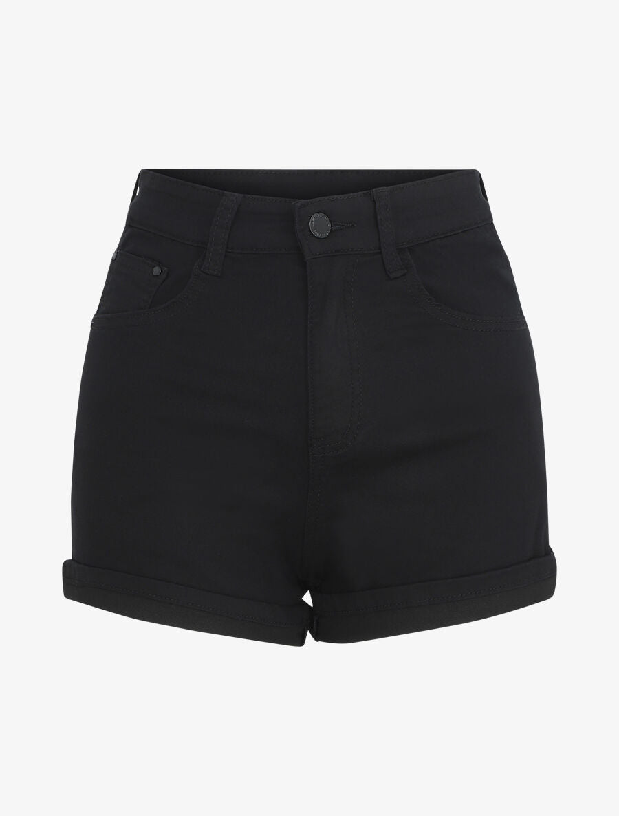 Short uni coupe droite - Noir - 5