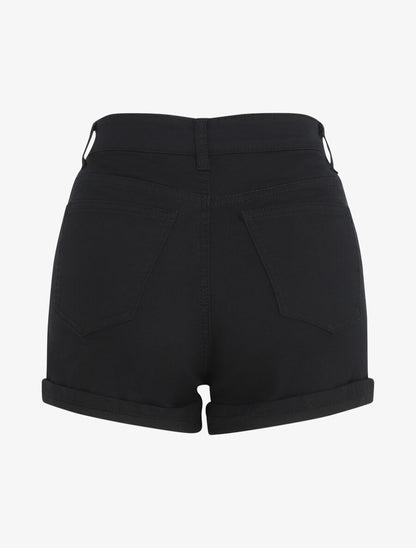 Short uni coupe droite - Noir - 2
