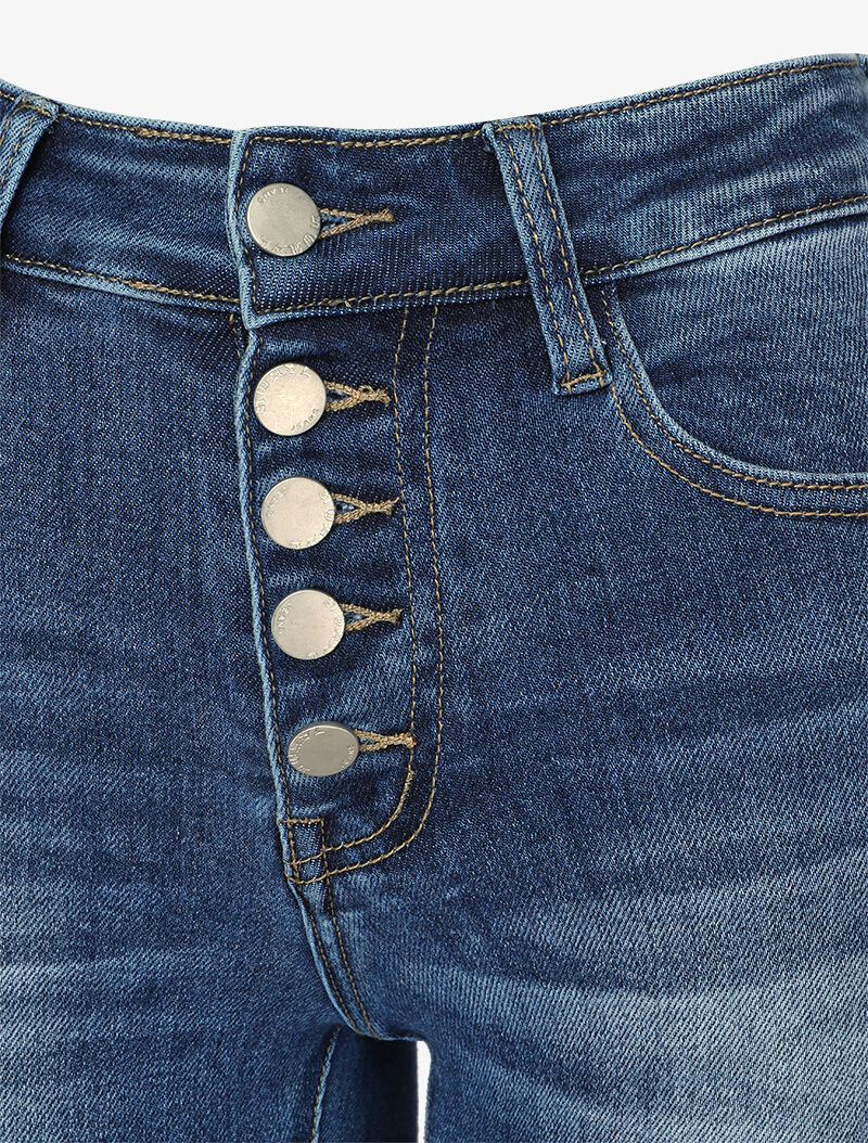 Jeans skinny délavé à fermeture boutonnée - Bleu denim - 3