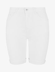 Bermuda push up uni coupe droite - Blanc - 1
