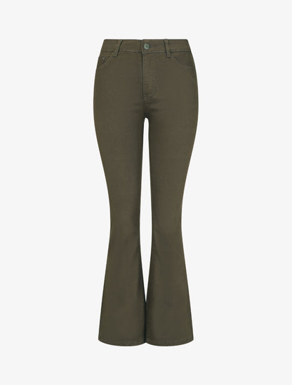 Jean uni taille standard coupe flare - Kaki - 6