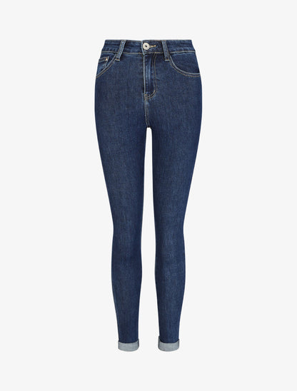 Jean coupe slim taille haute - Bleu brut - 1