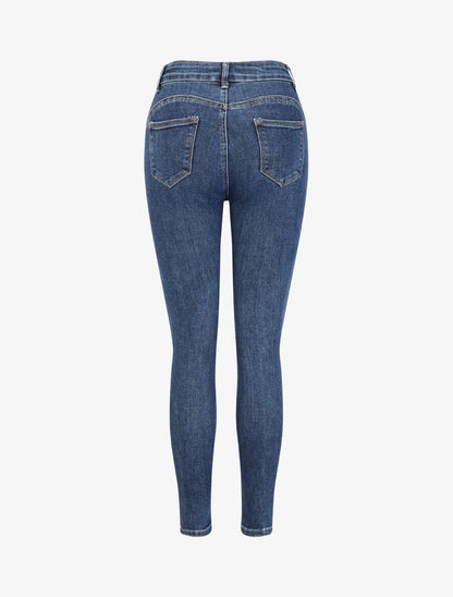 Jean slim taille haute - Bleu - 2