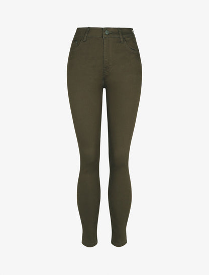 Jean skinny grande taille push up - Kaki - 1