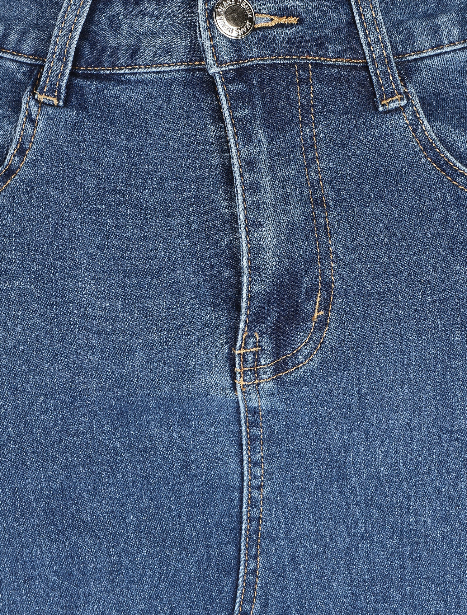Jupe longue en jean coupe droite - Bleu - 3