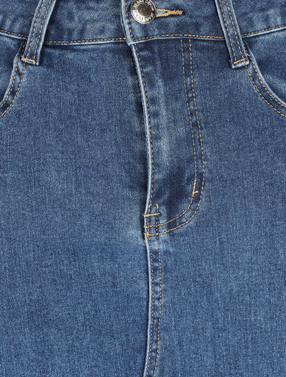 Jupe longue en jean coupe droite - Bleu - 3