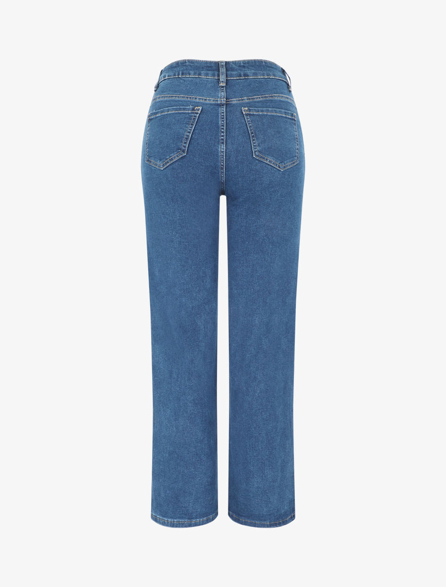 Jean à taille haute coupe boyfriend - Bleu - 2