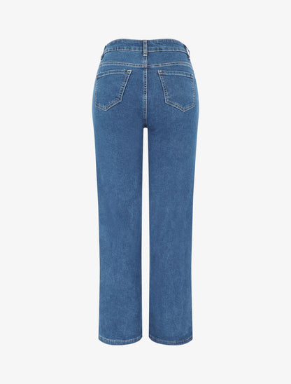 Jean à taille haute coupe boyfriend - Bleu - 2