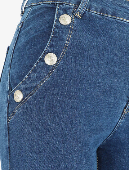 Jean à taille haute coupe boyfriend - Bleu - 3
