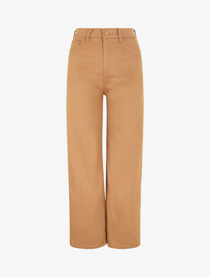 Jean ample taille haute - Camel - 5