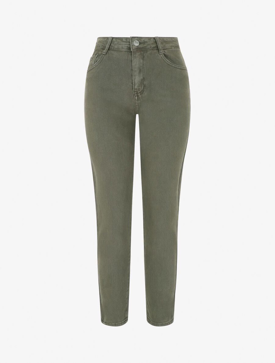 Jean uni taille haute - Kaki - 4
