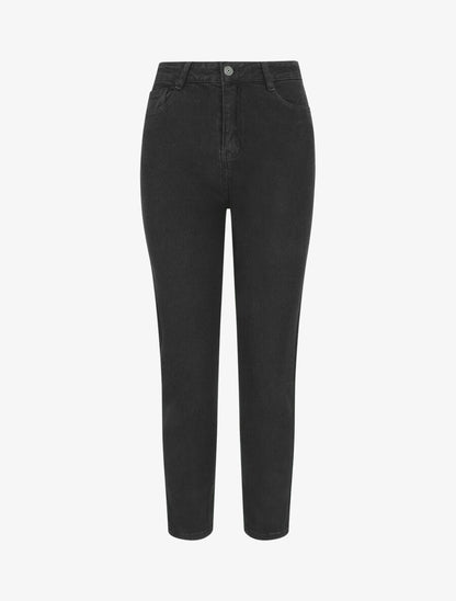 Jean uni taille haute - Noir - 1