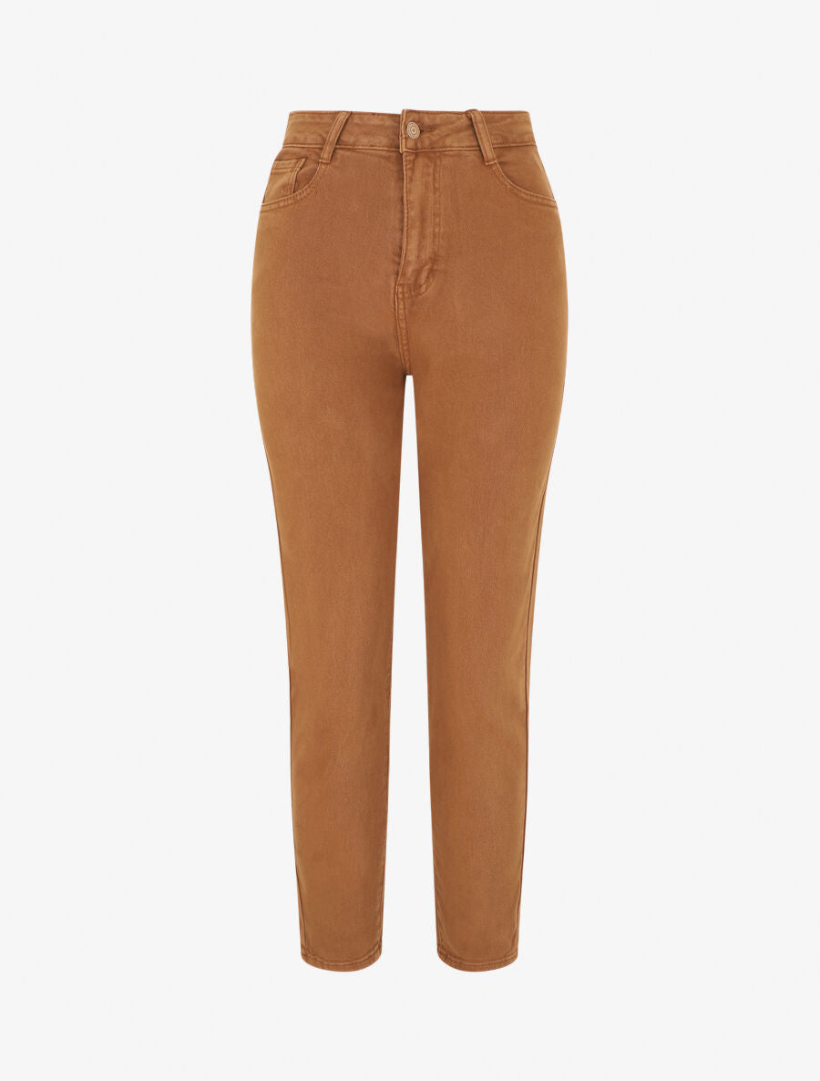 Jean uni taille haute - Camel - 4