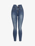 Jean taille empire fendue - Bleu denim - 1
