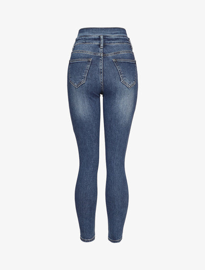Jean taille empire fendue - Bleu denim - 2