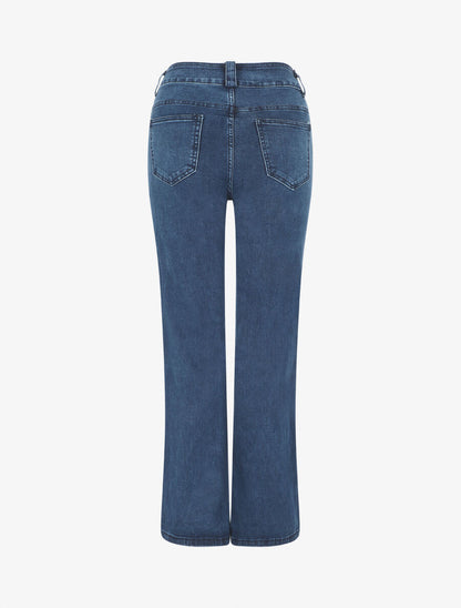 Jean classique à taille haute coupe droite - Bleu - 2
