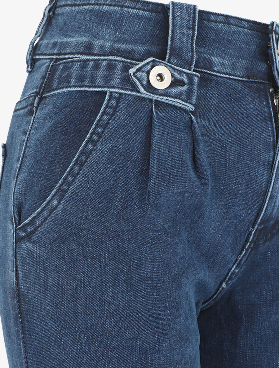 Jean classique à taille haute coupe droite - Bleu - 3