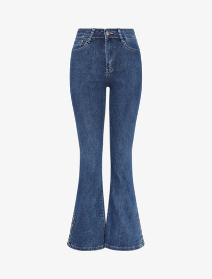 Jean flare uni taille standard - Bleu - 4