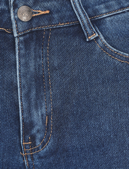Jean flare uni taille standard - Bleu - 3