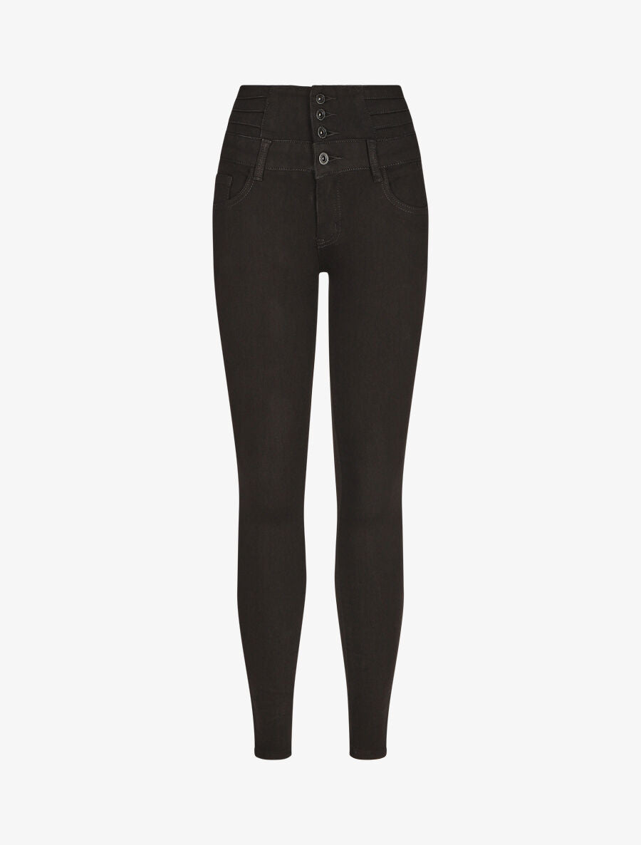 Jean effet ventre gainé coupe skinny - Noir - 1
