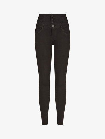 Jean effet ventre gainé coupe skinny - Noir - 1
