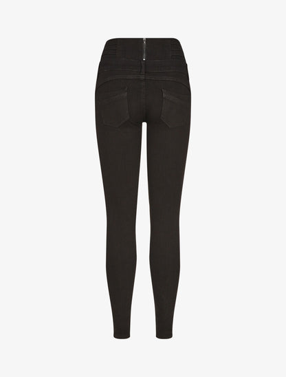 Jean effet ventre gainé coupe skinny - Noir - 2