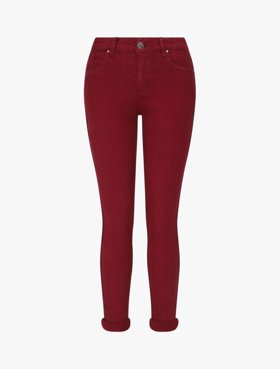 Jean slim taille standard à perles - Bordeaux - 1