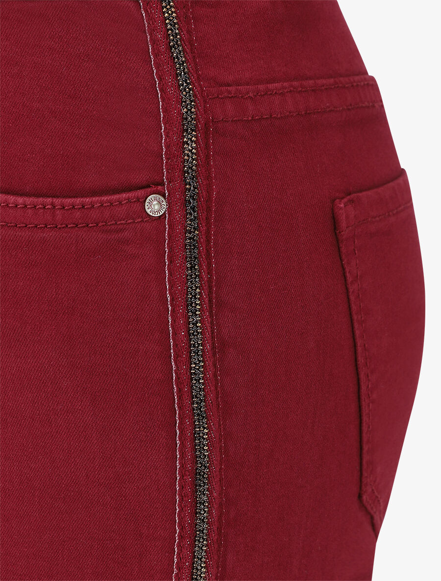 Jean slim taille standard à perles - Bordeaux - 3