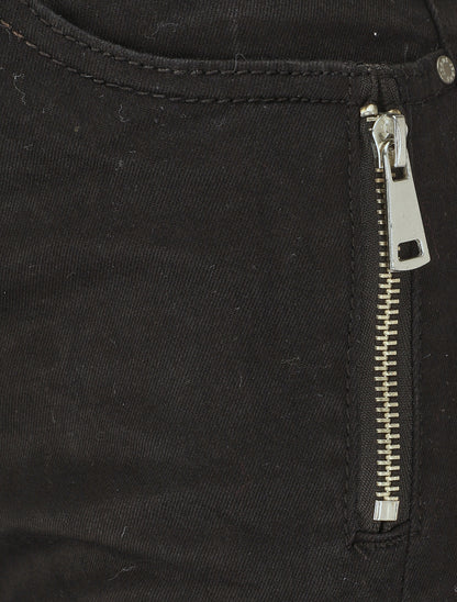 Jean taille haute effet froissé coupe slim - Noir - 3