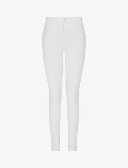 Jean uni à genoux renforcés coupe slim - Blanc - 4