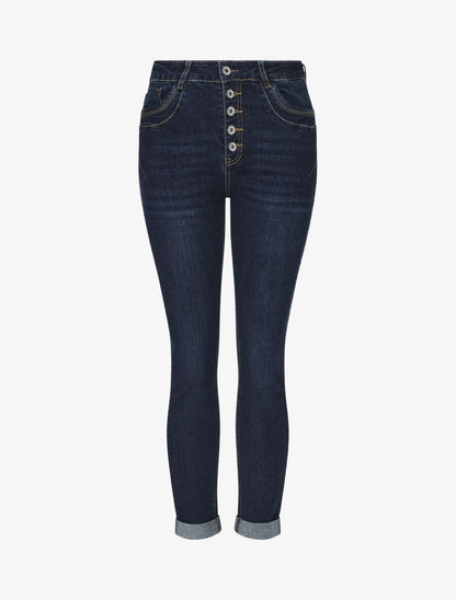 Jean à taille haute coupe droite - Bleu - 1