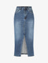 Jupe droite fendue à taille haute - Bleu - 4