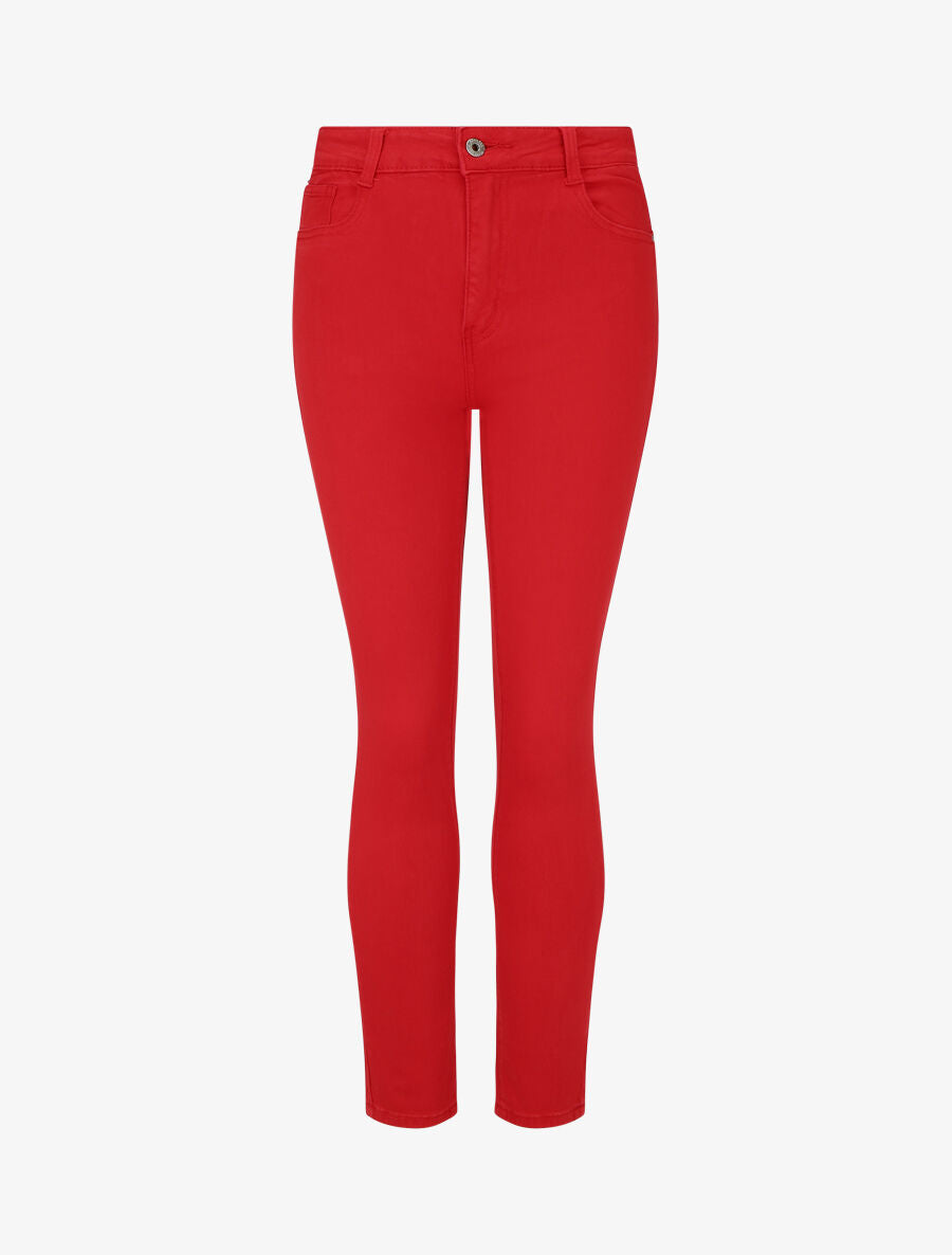 Jean grande taille coupe skinny taille standard - Rouge - 4