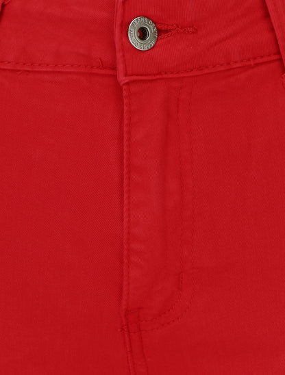 Jean grande taille coupe skinny taille standard - Rouge - 3