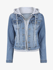 Veste à capuche bi-matière - Bleu - 1