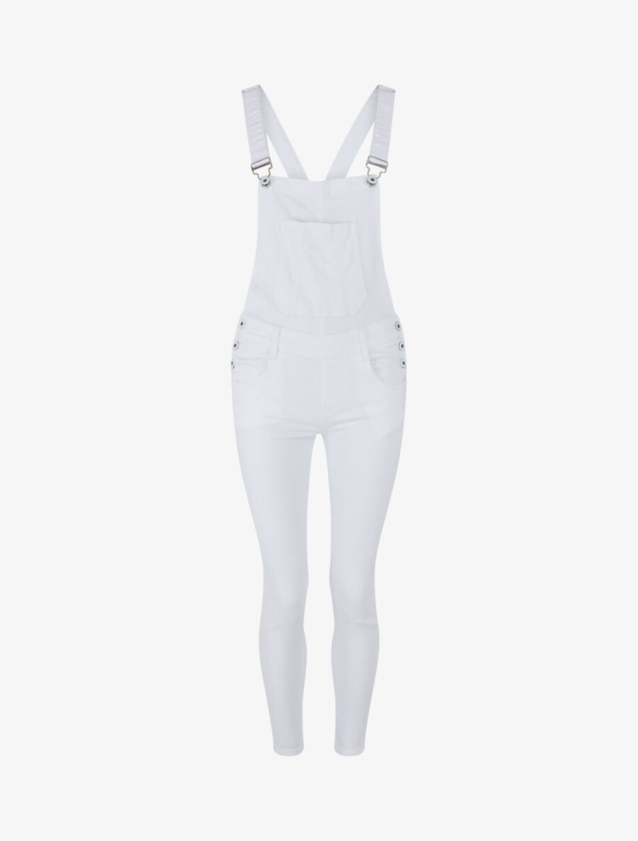 Salopette taille basse coupe skinny - Blanc - 1