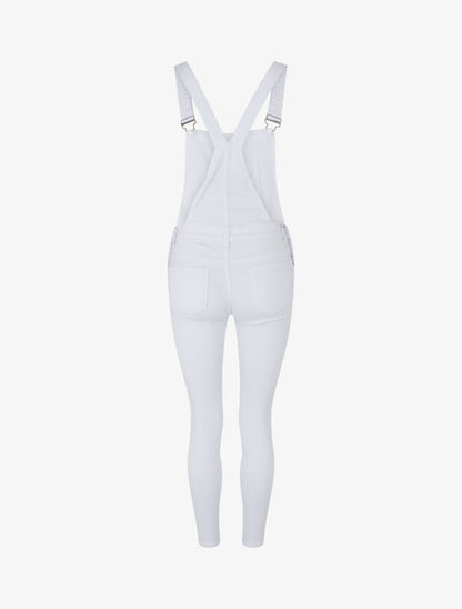 Salopette taille basse coupe skinny - Blanc - 2